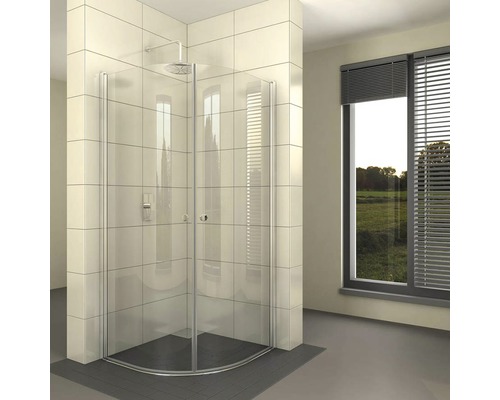 Cabină de duș semirotundă Radaway EOS PDD 90x90x197 cm, sticlă securizată transparentă, profil crom
