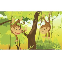 Ilustrație cu două maimuțe atârnate în copaci