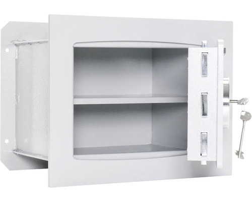 Seif deschis cu cheie și două rafturi