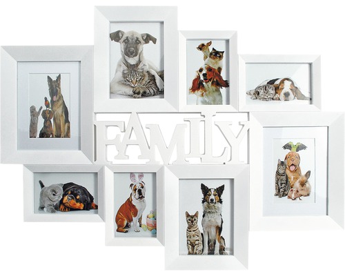 Ramă foto multiplă Family colaj 8 poze, alb 72x56 cm Ramă foto multiplă Family colaj 8 poze, alb 72x56 cm