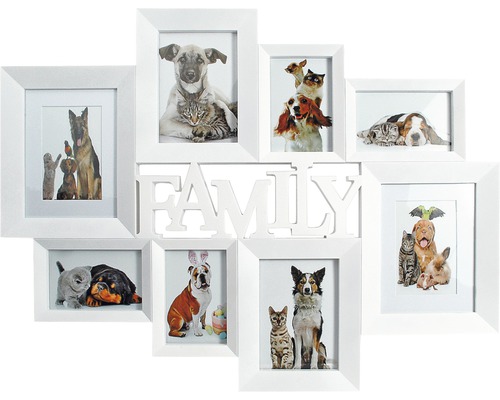 Ramă foto multiplă Family colaj 8 poze, alb 72x56 cm-0