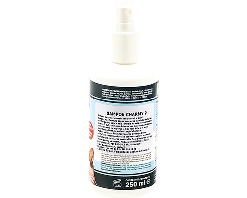 Șampon Charmy 9 pentru câini și pisici într-o sticlă de 250 ml
