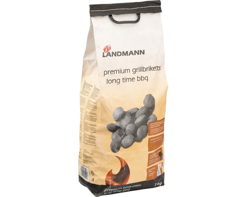 Cărbuni bricheți premium Landmann lemn esență tare 7 kg Brichete grătar Landmann Premium Long Time BBQ în sac de 7 kilograme