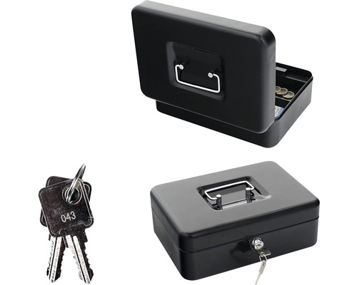 Cutie neagră pentru numerar cu cheie și inserție pentru monede
