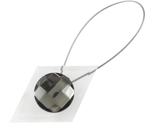 Magnet decorativ Crystal pentru perdea - cu fir metalic de fixare, gri