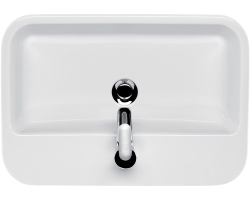 Chiuvetă ceramică albă cu baterie, vedere de sus