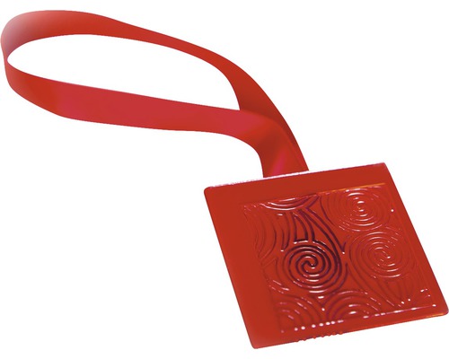 Magnet decorativ Square pentru perdea - cu panglică de fixare, roșu
