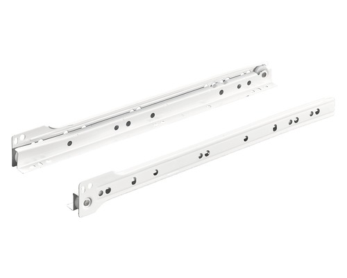 Glisiere tip șină cu roți Hettich 350mm, max. 15kg, culoare albă, 1 pereche Glisiere sertar metalice