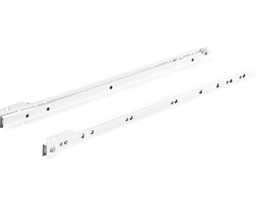 Glisiere tip șină cu roți Hettich 450mm, max. 15kg, culoare albă, 1 pereche Șine de glisare pentru sertare