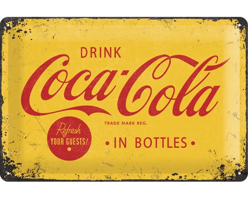 Tablou metalic decorativ Coca Cola Logo Yellow 20x30 cm-0