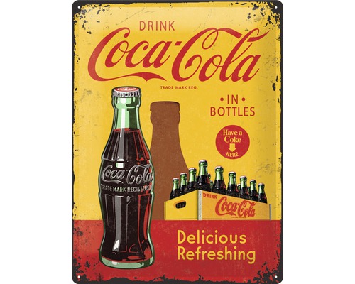 Tablou metalic decorativ Coca-Cola Bottles 30x40 cm-0