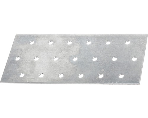 Placă perforată de îmbinare lemn Alberts 140x60x2 mm, oțel zincat Sendzimir Placă perforată zincată cu mai multe găuri.