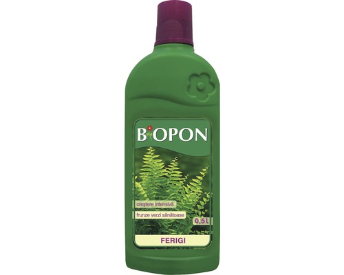 Îngrăsământ Biopon lichid pentru ferigi, 0.5 l Îngrășământ lichid pentru ferigi în sticlă de 0,5 litri
