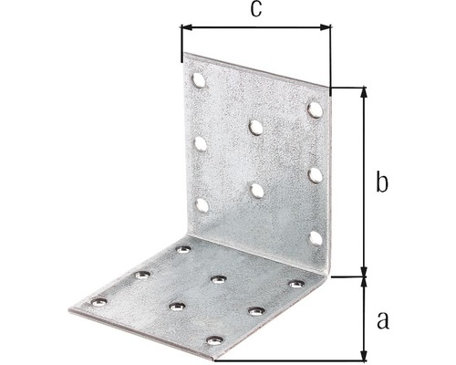 Conector unghiular cu dimensiunile a, b și c.