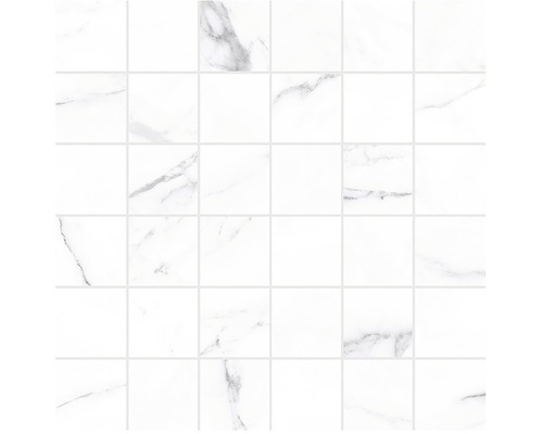 Mozaic ceramic Verona Blanco 30x30 cm Placă de mozaic albă cu aspect de marmură