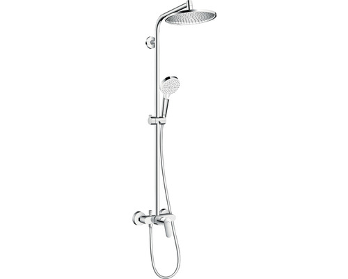 Sistem de duș cu baterie monocomandă hansgrohe Crometta S240, duș fix 1 funcție, pară mobilă 2 funcții, crom