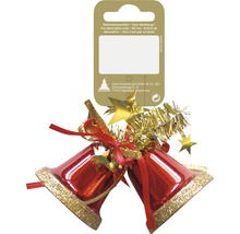 Decorațiune de Crăciun cu două clopoței, stele și panglici