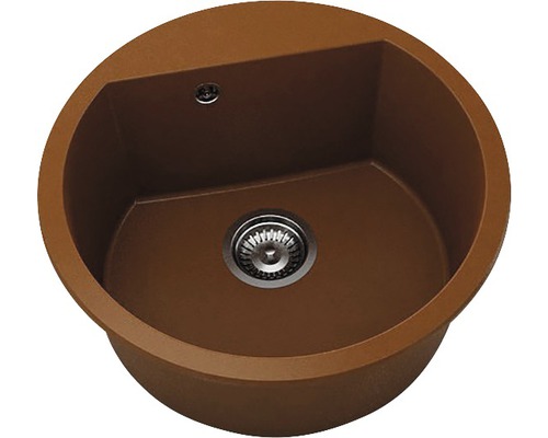 Chiuvetă bucătărie marmură compozită 1 cuvă FAT Avangard 223 Ø51 cm fără picurător Azalee Chiuvetă de bucătărie rotundă cu set de scurgere