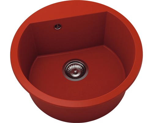 Chiuvetă bucătărie marmură compozită 1 cuvă FAT Avangard 223 Ø51 cm fără picurător Ruby Red Chiuvetă rotundă de bucătărie din material de piatră