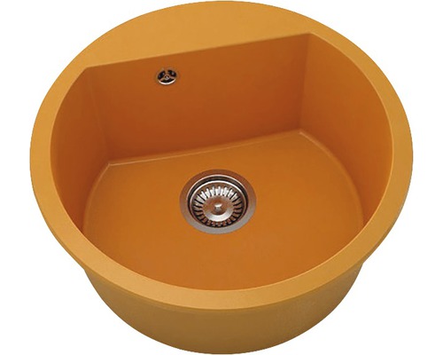 Chiuvetă bucătărie marmură compozită 1 cuvă FAT Avangard 223 Ø51 cm fără picurător Orange Chiuvetă rotundă de bucătărie din plastic