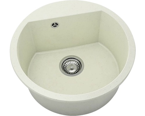 Chiuvetă bucătărie granixit 1 cuvă FAT Avangard 223 Ø51 cm fără picurător Arctic Chiuvetă de bucătărie rotundă din material compozit cu scurgere