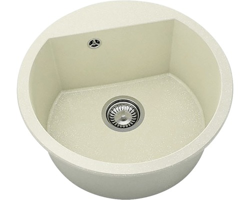 Chiuvetă bucătărie granixit 1 cuvă FAT Avangard 223 Ø51 cm fără picurător Silver Stone Chiuvetă rotundă de bucătărie din piatră cu scurgere