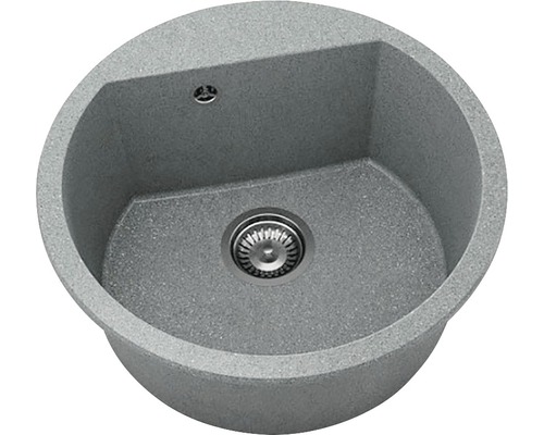 Chiuvetă bucătărie granixit 1 cuvă FAT Avangard 223 Ø51 cm fără picurător City grey Chiuvetă rotundă din material compozit cu set de scurgere