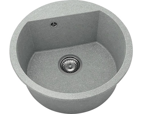 Chiuvetă bucătărie granixit 1 cuvă FAT Avangard 223 Ø51 cm fără picurător Platina Chiuvetă rotundă din material de piatră cu scurgere
