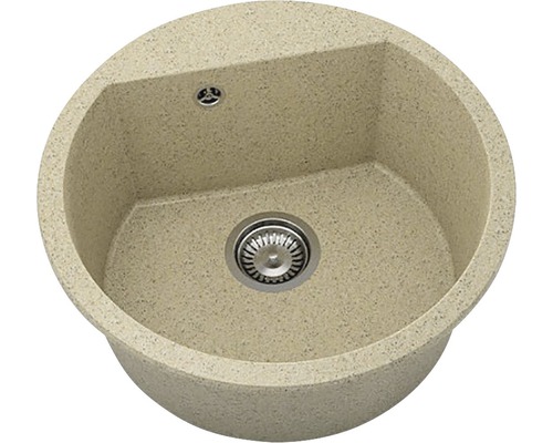 Chiuvetă bucătărie granixit 1 cuvă FAT Avangard 223 Ø51 cm fără picurător Sandy Beach Chiuvetă rotundă din piatră cu scurgere