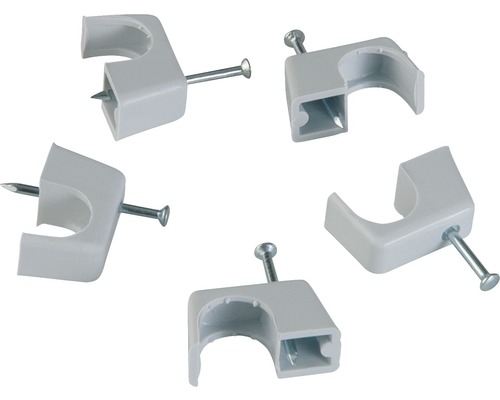 Cleme clips fixare cablu 10-14 mm, cu cui, pachet 25 bucăți, culoare albă (cod 26591)