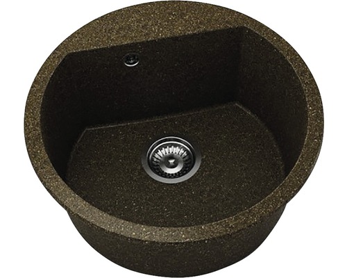 Chiuvetă bucătărie granixit 1 cuvă FAT Avangard 223 Ø51 cm fără picurător Brownie Chiuvetă de bucătărie rotundă din piatră