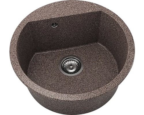Chiuvetă bucătărie granixit 1 cuvă FAT Avangard 223 Ø51 cm fără picurător Merlot Chiuvetă rotundă de bucătărie din material compozit cu garnitură de scurgere
