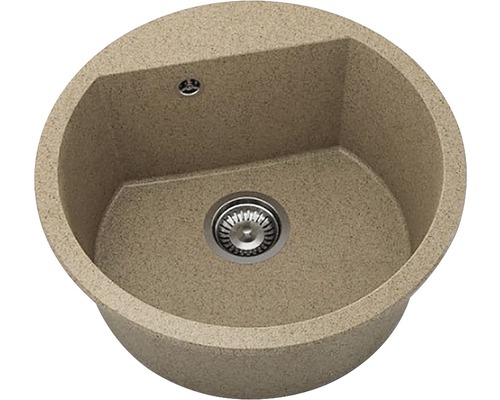 Chiuvetă bucătărie granixit 1 cuvă FAT Avangard 223 Ø51 cm fără picurător Cinnamon Chiuvetă rotundă din material de piatră cu scurgere