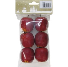 Șase mere decorative într-un ambalaj transparent.