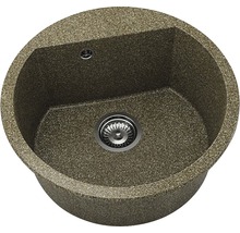Chiuvetă rotundă de bucătărie din material compozit cu set de scurgere