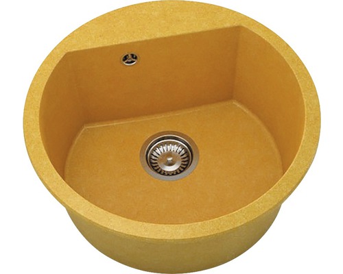 Chiuvetă bucătărie granixit 1 cuvă FAT Avangard 223 Ø51 cm fără picurător Camel Chiuvetă rotundă de bucătărie din material compozit cu armătură de scurgere