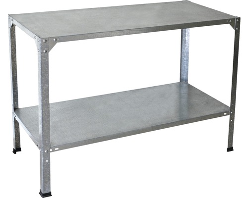 Banc de lucru metalic cu două rafturi