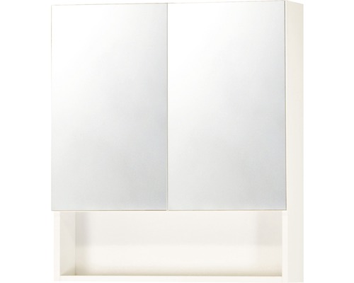 Dulap baie cu oglindă Eko, 2 uși cu sistem push, PAL, 62x81 cm, alb lucios