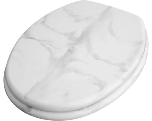 Capac WC cu model marmură ADOB Eleganza lemn închidere simplă alb 45,4x35,9 cm Capac WC cu design de marmură