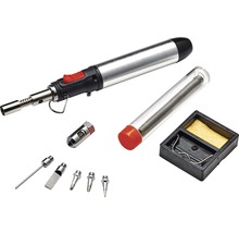 Set arzător de lipit cu diverse accesorii și cositor de lipit