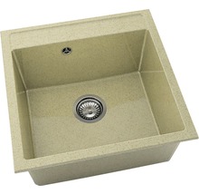 Chiuvetă bucătărie granixit cu o cuvă FAT Avangard 225 51x51 cm, fără picurător, Cocoa Cream
