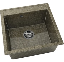 Chiuvetă de bucătărie pătrată din material compozit cu set de scurgere