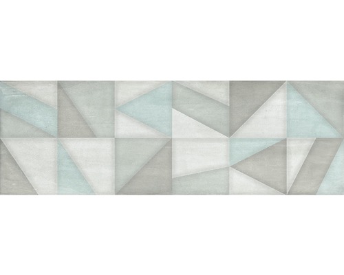 Faianță decorativă Titan White mix alb-gri-albastru 30x90 cm Model de gresie cu forme geometrice pentru interior