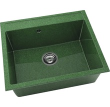 Chiuvetă de bucătărie verde din granit cu ventil din oțel inoxidabil