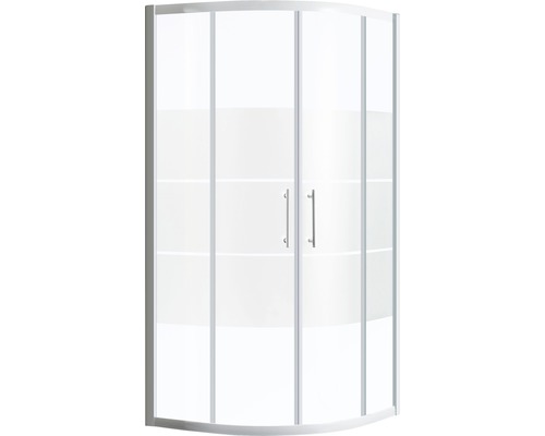 Cabină de duș pe colț cu două uși din sticlă