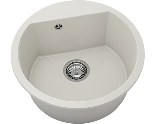 Chiuvetă bucătărie fatgranit 1 cuvă FAT Avangard 223 Ø51 cm fără picurător Light Beige Chiuvetă de bucătărie rotundă cu scurgere
