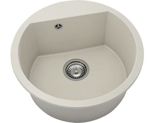 Chiuvetă bucătărie fatgranit 1 cuvă FAT Avangard 223 Ø51 cm fără picurător Beige Chiuvetă de bucătărie rotundă din material de piatră cu scurgere