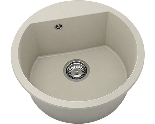 Chiuvetă bucătărie fatgranit 1 cuvă FAT Avangard 223 Ø51 cm fără picurător Dark Beige Chiuvetă rotundă pentru bucătărie