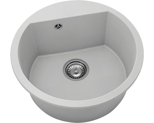 Chiuvetă bucătărie fatgranit 1 cuvă FAT Avangard 223 Ø51 cm fără picurător Light Grey Chiuvetă rotundă de bucătărie cu scurgere