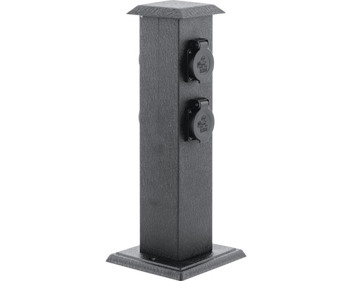 Stâlp electric cu 4 prize Eglo Park 400x110x110 mm, pentru exterior IP44, negru Coloană de prize pentru exterior cu două prize